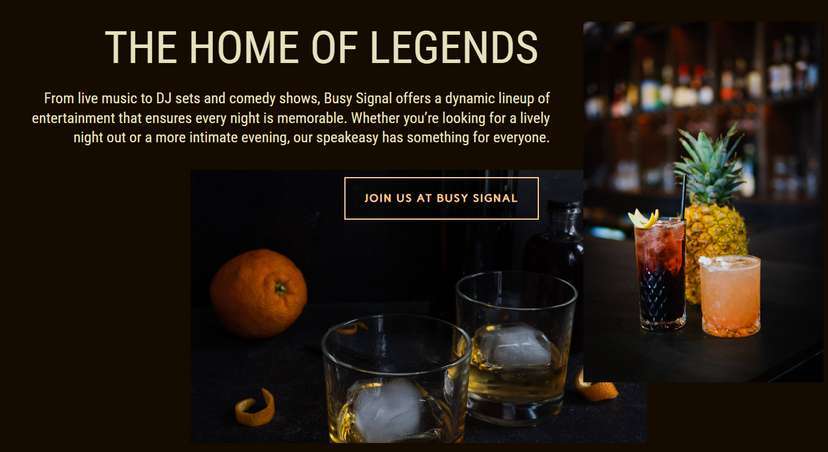 Screenshot of the Busy Signal ATX event services website